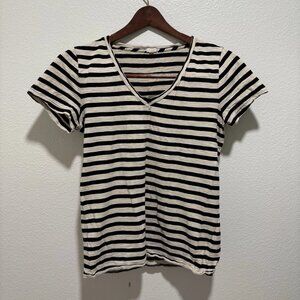 J.CREW Women's V-Neck Short Sleeve Tee Top Size Small Striped